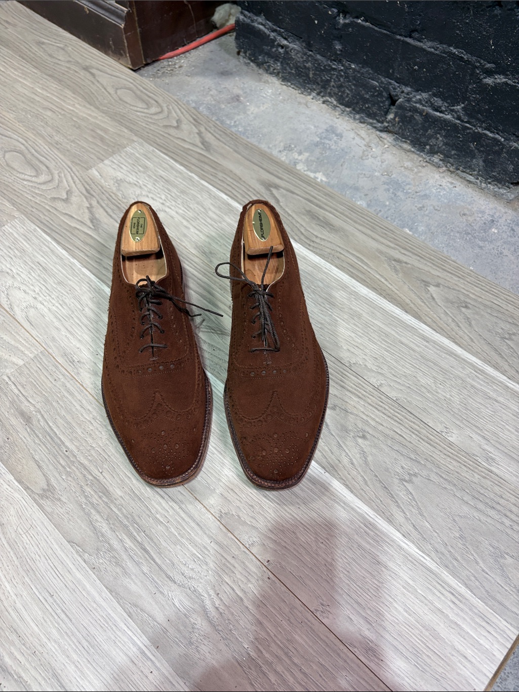 Church's Dark Brown Suede Wingtip Derby Shoes